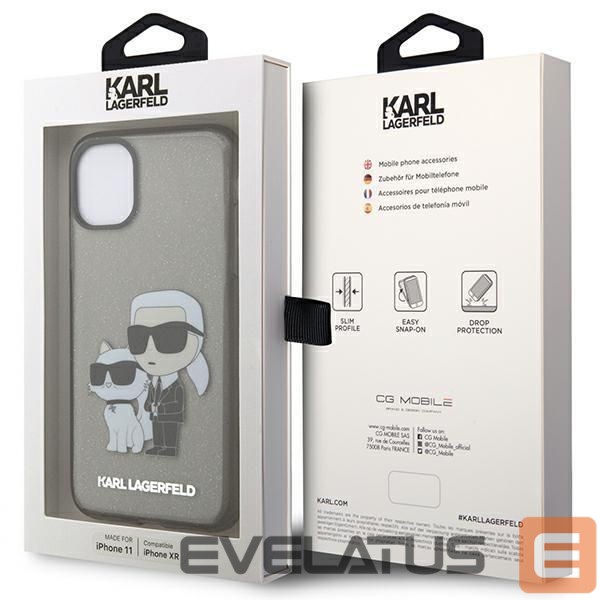 Back panel cover Karl Lagerfeld Karl Lagerfeld KLHCN61HNKCTGK iPhone 11 / Xr 6.1" black/black hardcase Gliter Karl&Choupette