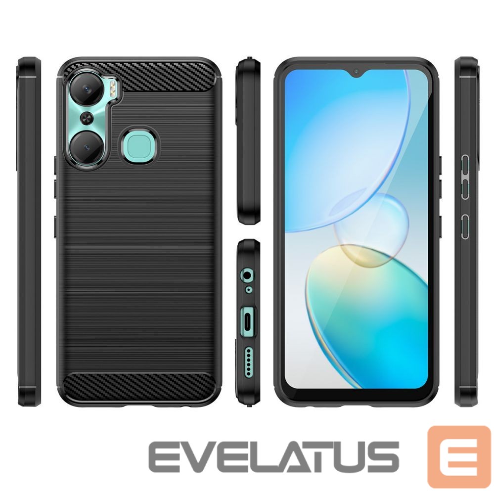 Back panel cover Hurtel Carbon Case case for Infinix Hot 12 Pro flexible silicone carbon cover black