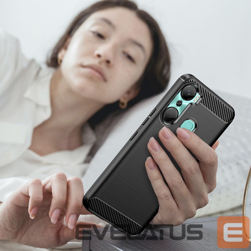 Back panel cover Hurtel Carbon Case case for Infinix Hot 12 Pro flexible silicone carbon cover black