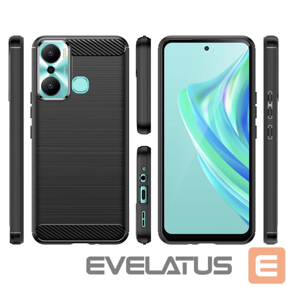 Back panel cover Hurtel Carbon Case case for Infinix Hot 20 Play flexible silicone carbon cover black