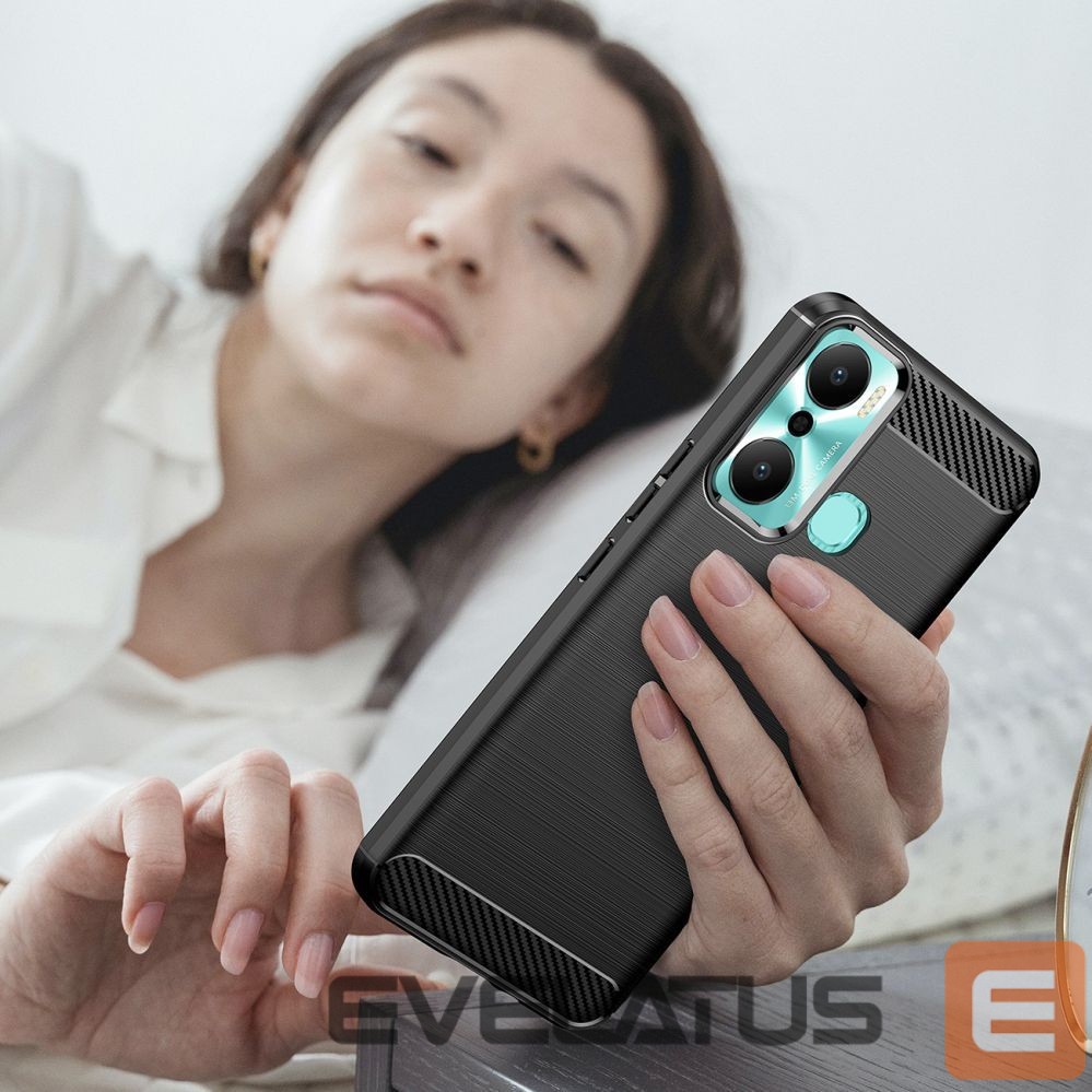 Back panel cover Hurtel Carbon Case case for Infinix Hot 20 Play flexible silicone carbon cover black