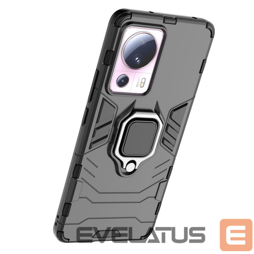Back panel cover Hurtel Ring Armor case for Xiaomi 13 Lite armored cover magnetic holder ring black