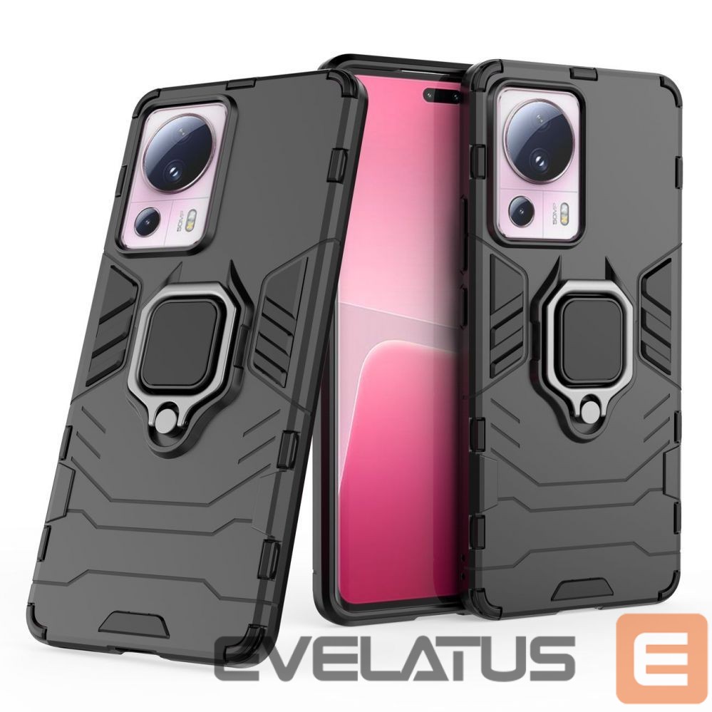 Back panel cover Hurtel Ring Armor case for Xiaomi 13 Lite armored cover magnetic holder ring black