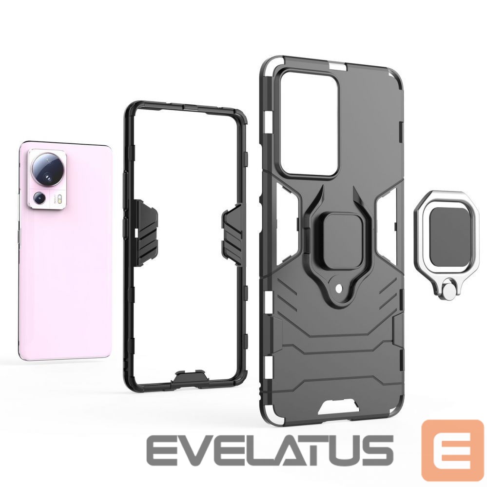 Back panel cover Hurtel Ring Armor case for Xiaomi 13 Lite armored cover magnetic holder ring black