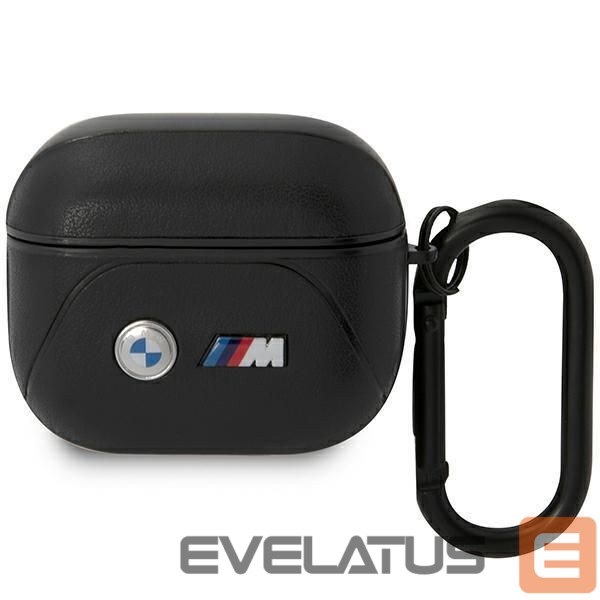Back panel cover BMW BMW BMA322PVTK AirPods 3 gen cover black/black Leather Curved Line