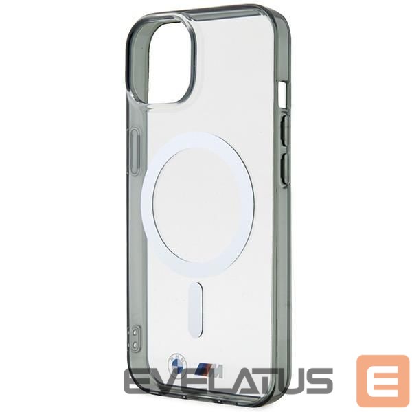 Back panel cover BMW BMW BMHMP14SHCRS iPhone 14 6.1" case transparent hardcase Silver Ring MagSafe