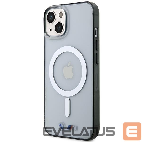 Back panel cover BMW BMW BMHMP14SHCRS iPhone 14 6.1" case transparent hardcase Silver Ring MagSafe