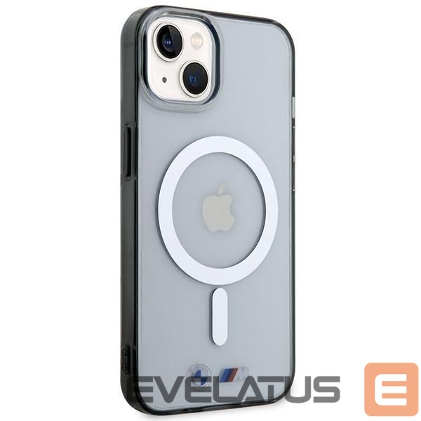 Back panel cover BMW BMW BMHMP14SHCRS iPhone 14 6.1" case transparent hardcase Silver Ring MagSafe