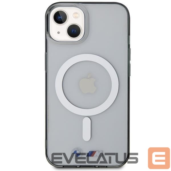 Back panel cover BMW BMW BMHMP14SHCRS iPhone 14 6.1" case transparent hardcase Silver Ring MagSafe