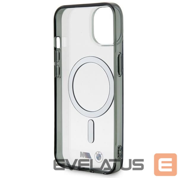 Back panel cover BMW BMW BMHMP14SHCRS iPhone 14 6.1" case transparent hardcase Silver Ring MagSafe