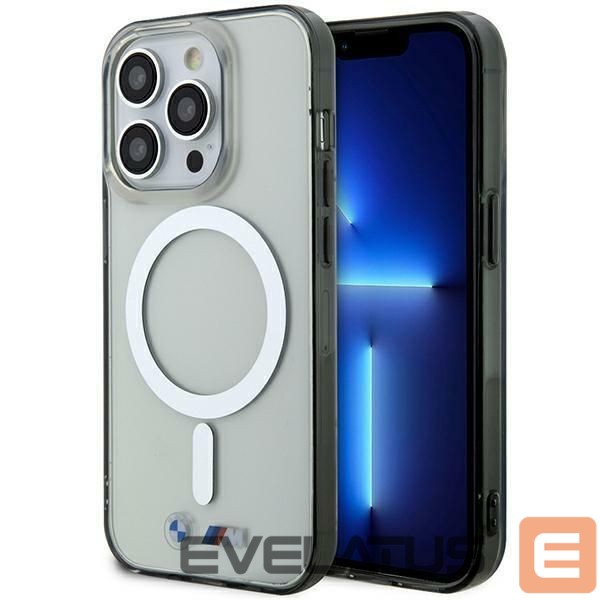 Back panel cover BMW Case BMW BMHMP14XHCRS iPhone 14 Pro Max 6.7" transparent hardcase Silver Ring MagSafe