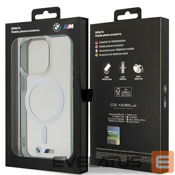 Back panel cover BMW Case BMW BMHMP14XHCRS iPhone 14 Pro Max 6.7" transparent hardcase Silver Ring MagSafe