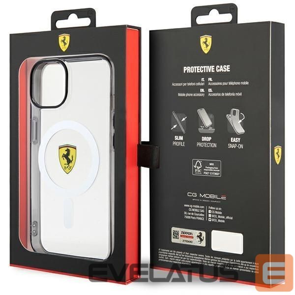Back panel cover Ferrari Ferrari FEHMP14SURKT iPhone 14 6.1" clear/transparent hardcase Outline Magsafe