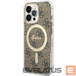 Back panel cover Guess  Guess GUHMP13LH4STW iPhone 13 Pro / 13 6.1" brown/brown hardcase 4G MagSafe