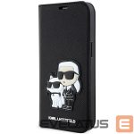 Back panel cover Karl Lagerfeld  Karl Lagerfeld KLBKP14LSANKCPK iPhone 14 Pro 6.1" bookcase black/black Saffiano Karl & Choupette 