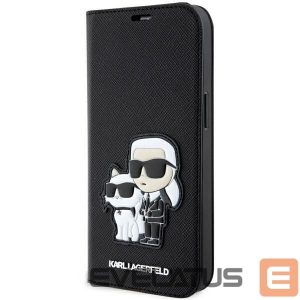 Back panel cover Karl Lagerfeld  Karl Lagerfeld KLBKP14LSANKCPK iPhone 14 Pro 6.1" bookcase black/black Saffiano Karl & Choupette 