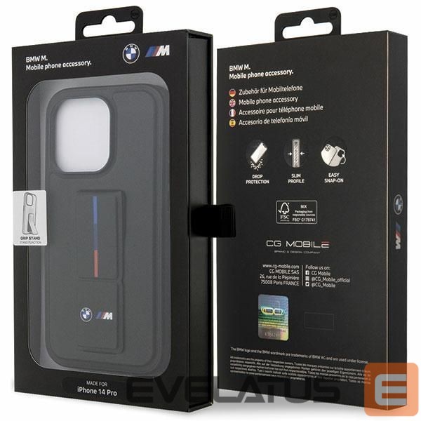 Back panel cover BMW Case BMW BMHCP14X22GSLK iPhone 14 Pro Max 6.7" black/black hardcase Grip Hot Stamp