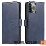 Back panel cover Hurtel  Wallet Case with Stand for iPhone 15 Pro Magnet Case - Blue 