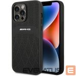 Back panel cover Mercedes-Benz  AMG AMHMP14XOSDBK iPhone 14 Pro Max 6.7" black/black hardcase Leather Curved Lines MagSafe 