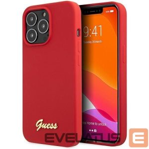 Back panel cover Guess  Guess GUHCP13XLSLMGRE iPhone 13 Pro Max 6.7" red/burgundy hard case Silicone Vintage Gold Logo 