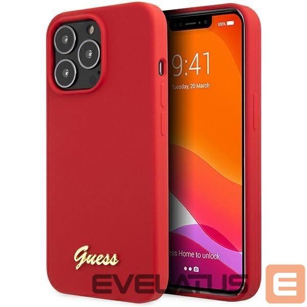 Back panel cover Guess Guess GUHCP13XLSLMGRE iPhone 13 Pro Max 6.7" red/burgundy hard case Silicone Vintage Gold Logo