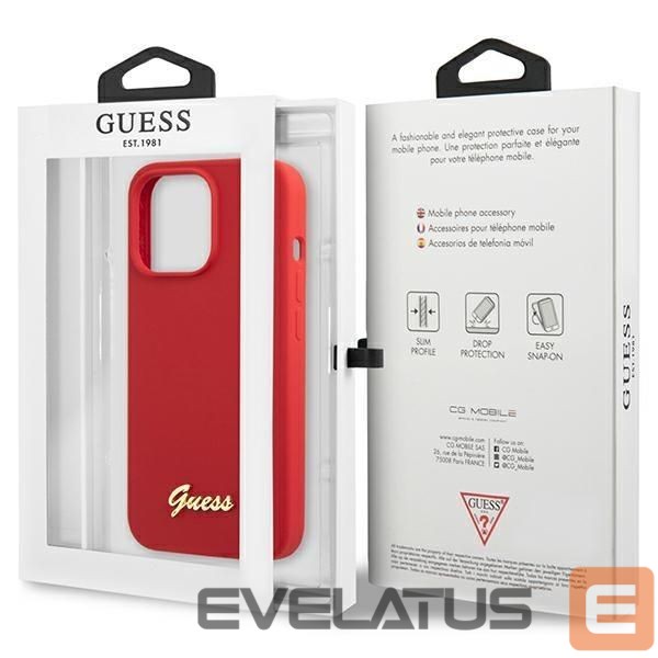 Back panel cover Guess Guess GUHCP13XLSLMGRE iPhone 13 Pro Max 6.7" red/burgundy hard case Silicone Vintage Gold Logo