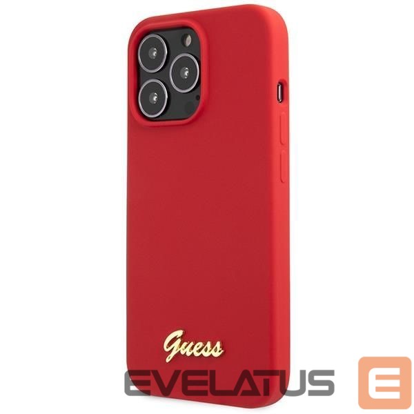 Back panel cover Guess Guess GUHCP13XLSLMGRE iPhone 13 Pro Max 6.7" red/burgundy hard case Silicone Vintage Gold Logo