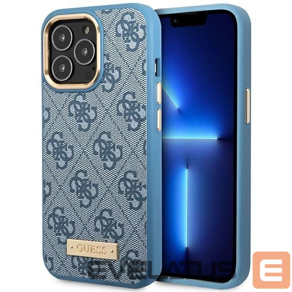 Back panel cover Guess Guess GUHMP14LU4GPRB iPhone 14 Pro 6.1" blue/blue hard case 4G Logo Plate MagSafe