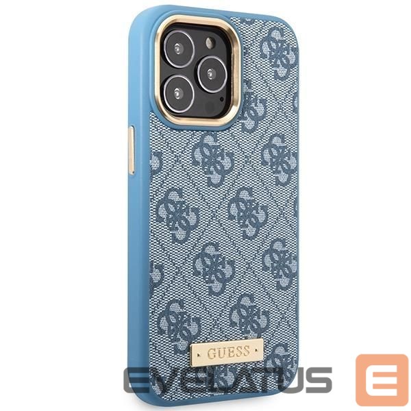 Back panel cover Guess Guess GUHMP14LU4GPRB iPhone 14 Pro 6.1" blue/blue hard case 4G Logo Plate MagSafe