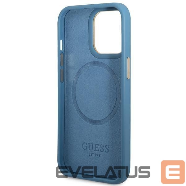 Back panel cover Guess Guess GUHMP14LU4GPRB iPhone 14 Pro 6.1" blue/blue hard case 4G Logo Plate MagSafe