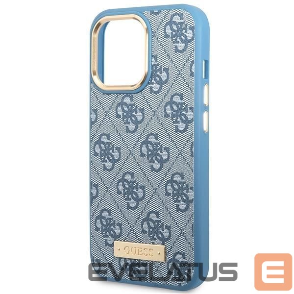 Back panel cover Guess Guess GUHMP14LU4GPRB iPhone 14 Pro 6.1" blue/blue hard case 4G Logo Plate MagSafe