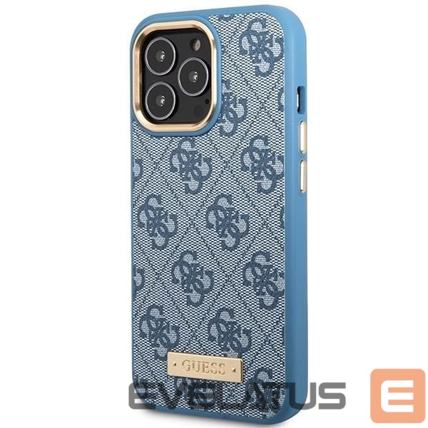 Back panel cover Guess Guess GUHMP14LU4GPRB iPhone 14 Pro 6.1" blue/blue hard case 4G Logo Plate MagSafe