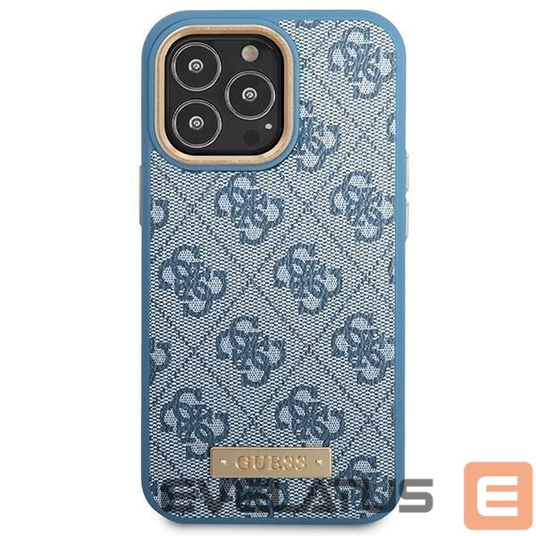 Back panel cover Guess Guess GUHMP14LU4GPRB iPhone 14 Pro 6.1" blue/blue hard case 4G Logo Plate MagSafe