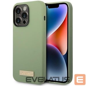 Back panel cover Guess  Guess Silicone Logo Plate MagSafe case for iPhone 14 Pro Max - green 