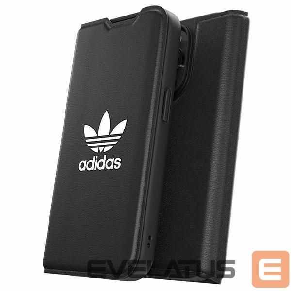 Back panel cover Adidas Adidas OR Booklet Case BASIC iPhone 14 Pro 6.1" black/black white 50182