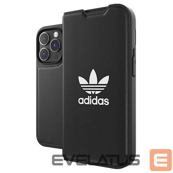 Back panel cover Adidas Adidas OR Booklet Case BASIC iPhone 14 Pro 6.1" black/black white 50182