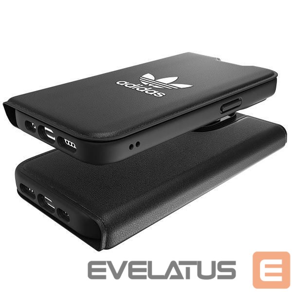 Back panel cover Adidas Adidas OR Booklet Case BASIC iPhone 14 Pro 6.1" black/black white 50182