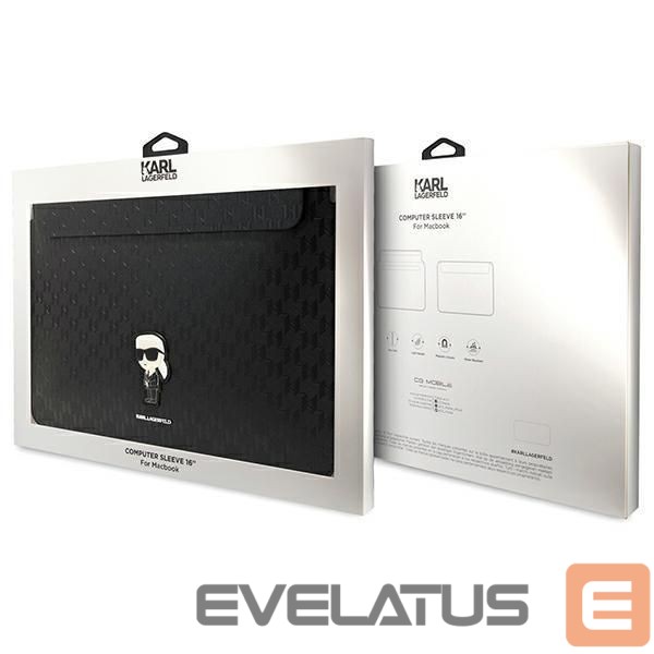 Back panel cover Karl Lagerfeld Karl Lagerfeld Saffiano Monogram Ikonik case for a 16" laptop - black