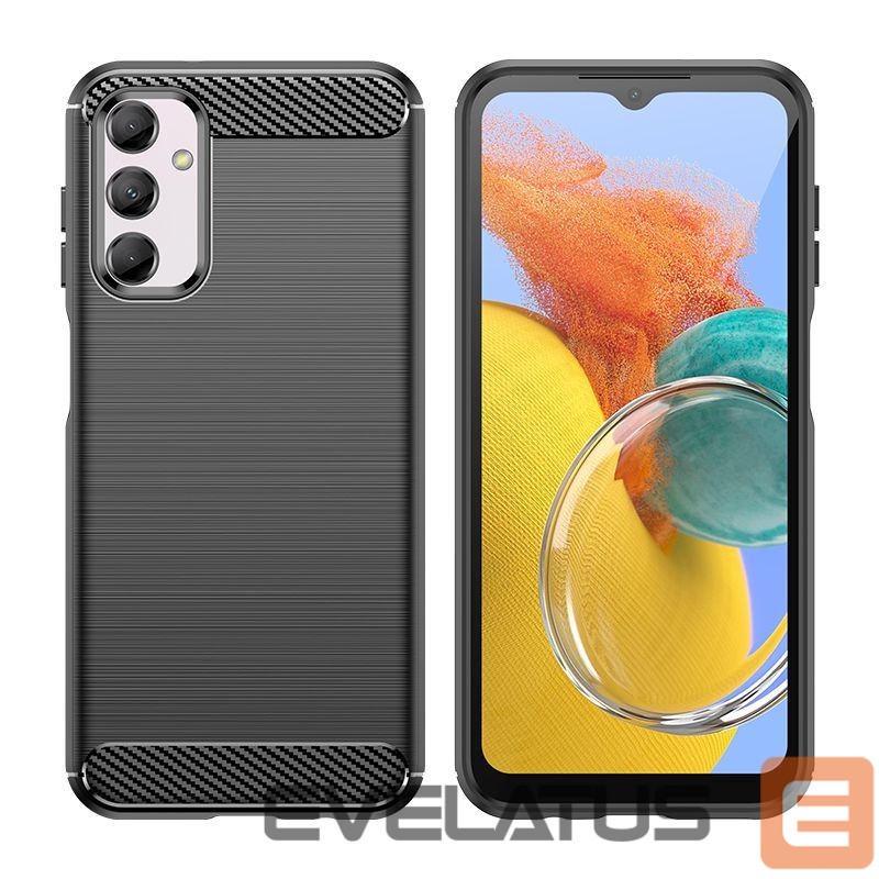 Back panel cover Hurtel Flexible carbon pattern case for Samsung Galaxy M14 Carbon Case - black