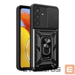 Back panel cover Hurtel  Hybrid Armor Camshield case for Samsung M14 with camera cover - black 