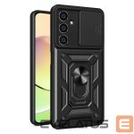 Back panel cover Hurtel  Hybrid Armor Camshield case for Samsung M54 with camera cover - black 