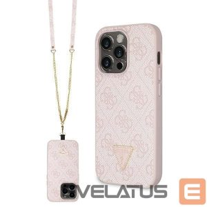 Back panel cover Guess  Guess GUHCP14LP4TDSCPP case for iPhone 14 Pro - pink Crossbody 4G Metal Logo 