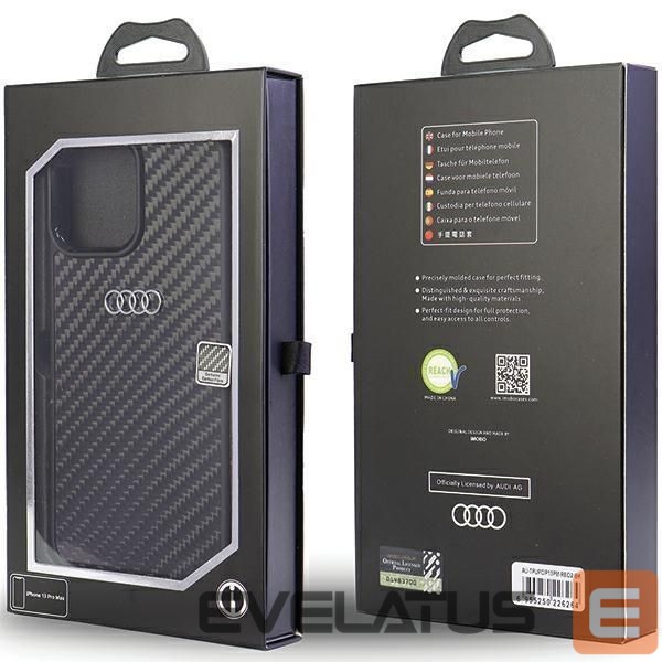 Back panel cover Audi Audi Carbon Fiber iPhone 13 Pro Max 6.7" black/black hardcase AU-TPUPCIP13PM-R8/D2-BK