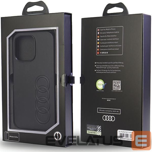 Back panel cover Audi Audi Synthetic Leather iPhone 13 Pro / 13 6.1" black/black hardcase AU-TPUPCIP13P-TT/D1-BK