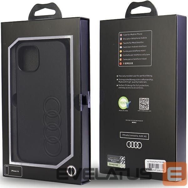 Back panel cover Audi Audi Synthetic Leather iPhone 14 6.1" black/black hardcase AU-TPUPPCIP14-TT/D1-BK