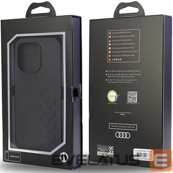 Back panel cover Audi Audi Synthetic Leather iPhone 14 Pro 6.1" black/black hardcase AU-TPUPPCIP14P-TT/D1-BK