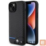 Back panel cover BMW  BMW Leather Carbon case for iPhone 15 Plus - black 