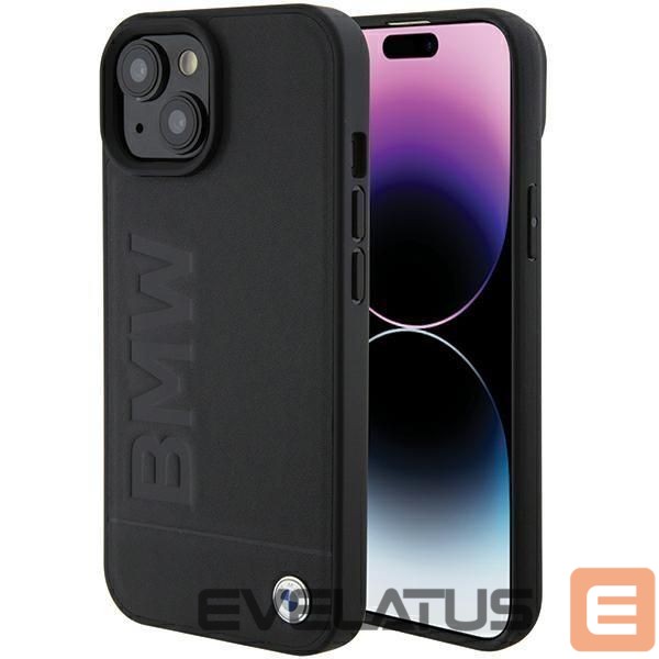 Back panel cover BMW BMW Leather Hot Stamp case for iPhone 15 - black