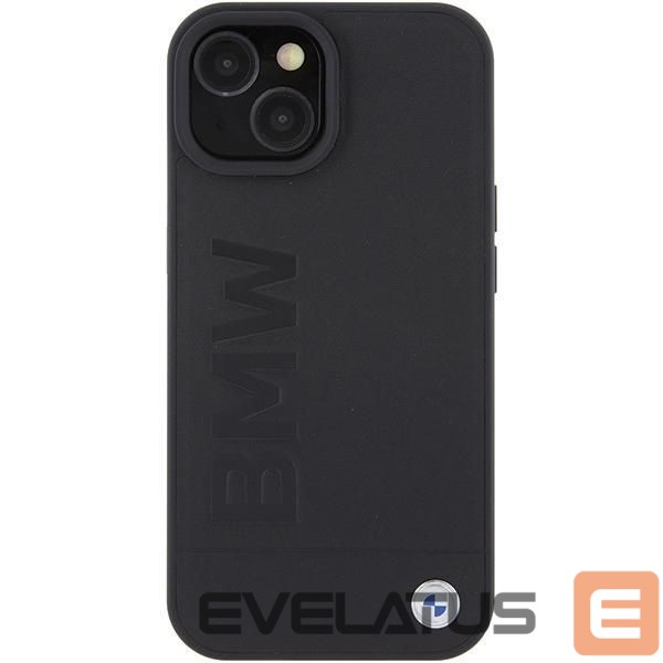 Back panel cover BMW BMW Leather Hot Stamp case for iPhone 15 - black