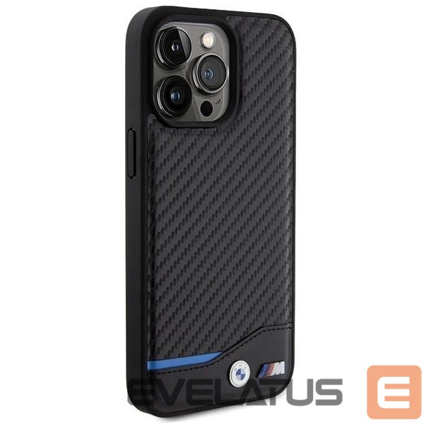 Back panel cover BMW BMW Leather Carbon case for iPhone 15 Pro Max - black